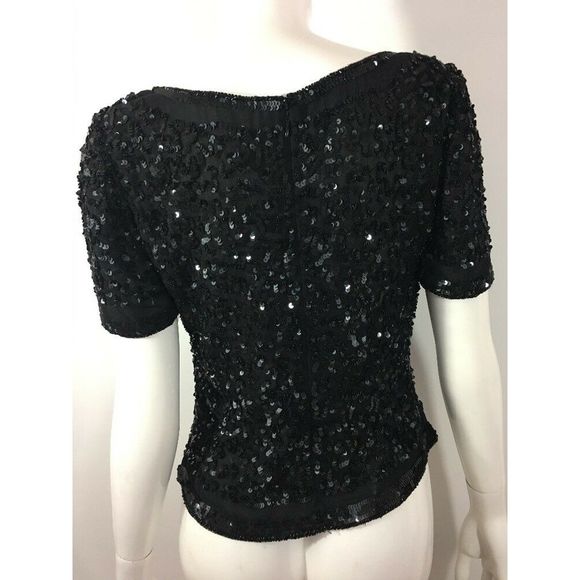Vintage Beaded Sequin Silk Blouse - Picture 7 of 8